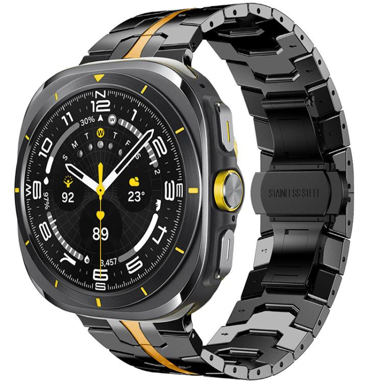 For Samsung Galaxy Watch Ultra / Ultra 2025 xDfind Butterfly Buckle Stainless Steel Watch Band(Black Gold) - Watch Bands by xDfind | Online Shopping UK | buy2fix