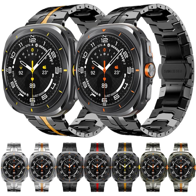 For Samsung Galaxy Watch Ultra / Ultra 2025 xDfind Butterfly Buckle Stainless Steel Watch Band(Black Gold) - Watch Bands by xDfind | Online Shopping UK | buy2fix