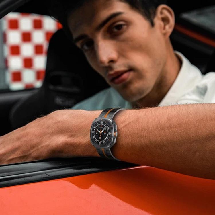 For Samsung Galaxy Watch8 / 8 Classic xDfind Butterfly Buckle Stainless Steel Watch Band(Black Orange) - Watch Bands by xDfind | Online Shopping UK | buy2fix