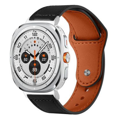 For Samsung Galaxy Watch Ultra / Ultra 2025 xDfind Rivet Buckle Genuine Leather Watch Band(Black) - Watch Bands by xDfind | Online Shopping UK | buy2fix