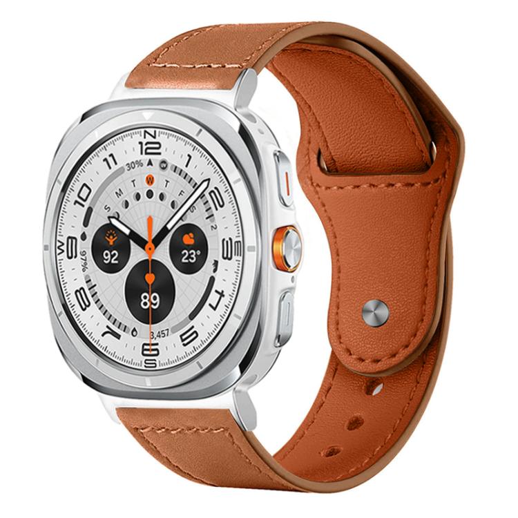 For Samsung Galaxy Watch Ultra / Ultra 2025 xDfind Rivet Buckle Genuine Leather Watch Band(Light Brown) - Watch Bands by xDfind | Online Shopping UK | buy2fix