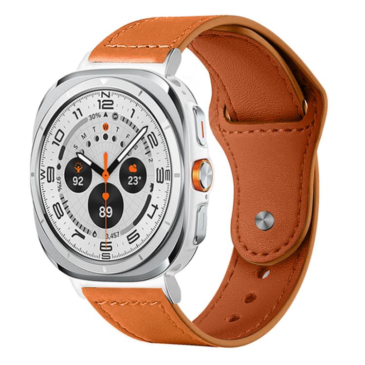 For Samsung Galaxy Watch Ultra / Ultra 2025 xDfind Rivet Buckle Genuine Leather Watch Band(Brown) - Watch Bands by xDfind | Online Shopping UK | buy2fix