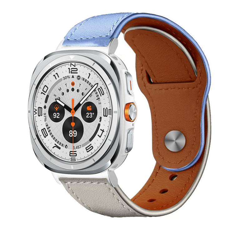 For Samsung Galaxy Watch Ultra / Ultra 2025 xDfind Rivet Buckle Genuine Leather Watch Band(Lavender White) - Watch Bands by xDfind | Online Shopping UK | buy2fix