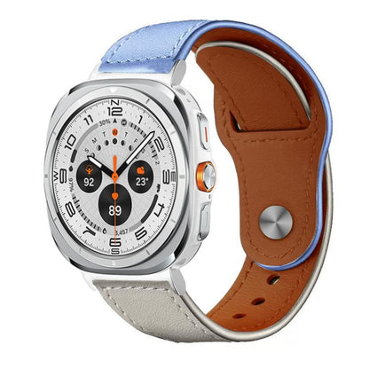 For Samsung Galaxy Watch Ultra / Ultra 2025 xDfind Rivet Buckle Genuine Leather Watch Band(Lavender White) - Watch Bands by xDfind | Online Shopping UK | buy2fix