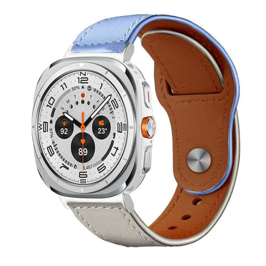 For Samsung Galaxy Watch Ultra / Ultra 2025 xDfind Rivet Buckle Genuine Leather Watch Band(Lavender White) - Watch Bands by xDfind | Online Shopping UK | buy2fix