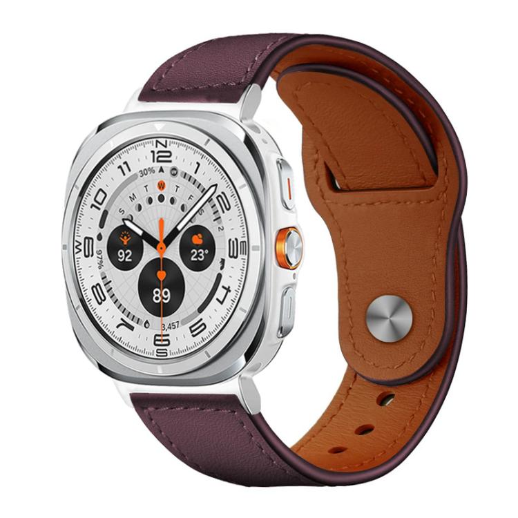 For Samsung Galaxy Watch Ultra / Ultra 2025 xDfind Rivet Buckle Genuine Leather Watch Band(Jujube Red) - Watch Bands by xDfind | Online Shopping UK | buy2fix