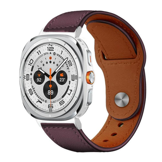 For Samsung Galaxy Watch Ultra / Ultra 2025 xDfind Rivet Buckle Genuine Leather Watch Band(Jujube Red) - Watch Bands by xDfind | Online Shopping UK | buy2fix