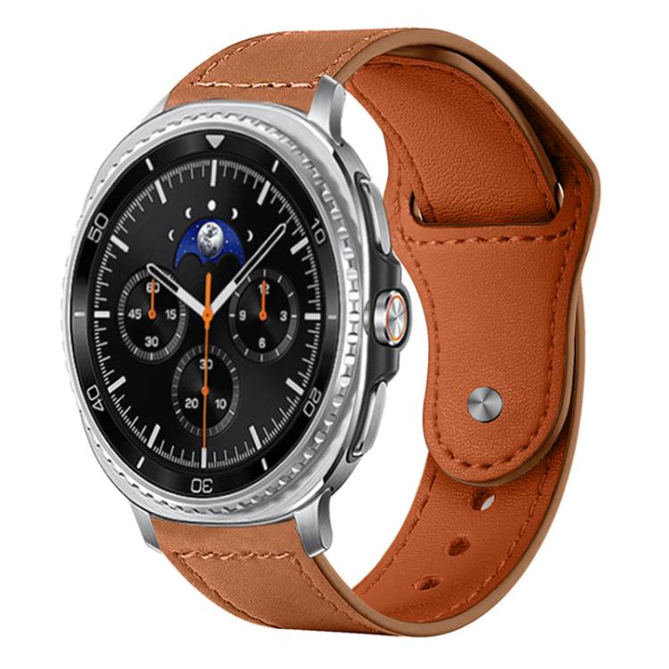 For Samsung Galaxy Watch8 / 8 Classic xDfind Rivet Buckle Genuine Leather Watch Band(Light Brown) - Watch Bands by xDfind | Online Shopping UK | buy2fix