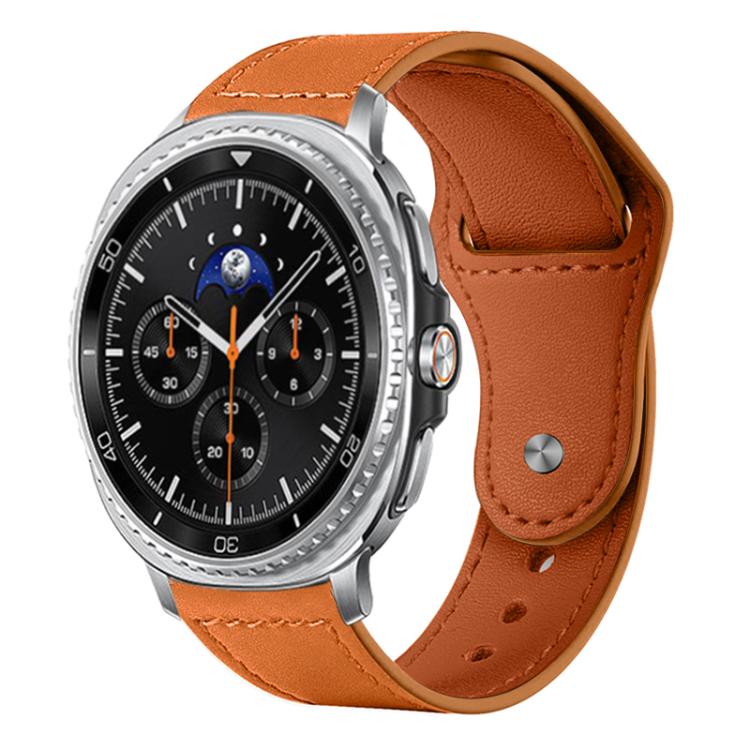 For Samsung Galaxy Watch8 / 8 Classic xDfind Rivet Buckle Genuine Leather Watch Band(Brown) - Watch Bands by xDfind | Online Shopping UK | buy2fix