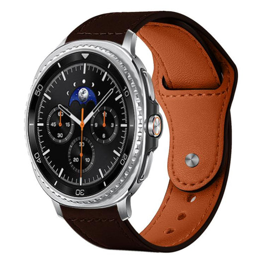 For Samsung Galaxy Watch8 / 8 Classic xDfind Rivet Buckle Genuine Leather Watch Band(Dark Brown) - Watch Bands by xDfind | Online Shopping UK | buy2fix