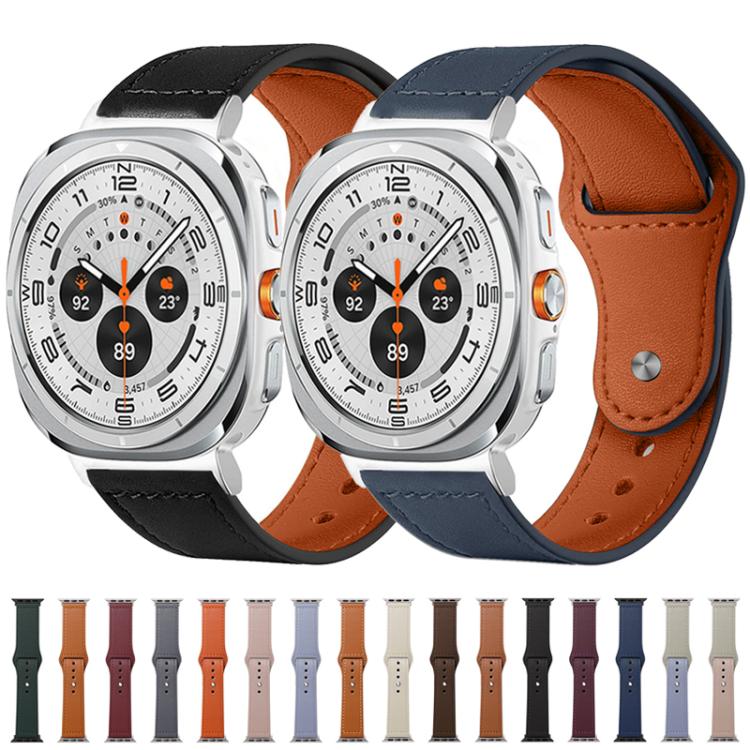 For Samsung Galaxy Watch8 / 8 Classic xDfind Rivet Buckle Genuine Leather Watch Band(Black) - Watch Bands by xDfind | Online Shopping UK | buy2fix