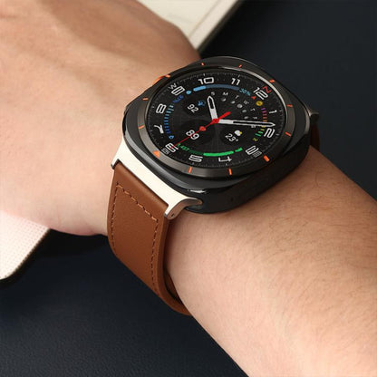 For Samsung Galaxy Watch Ultra / Ultra 2025 xDfind Rivet Buckle Genuine Leather Watch Band(Brown) - Watch Bands by xDfind | Online Shopping UK | buy2fix