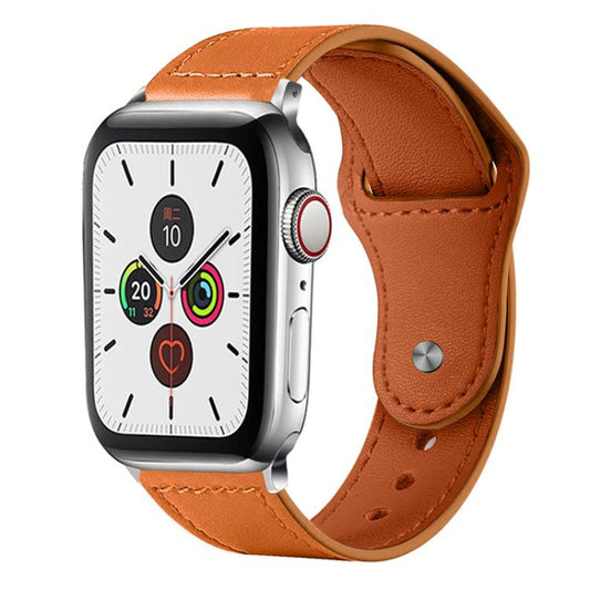 For Apple Watch 42 / 44 / 45 / 46 / 49mm xDfind Rivet Buckle Genuine Leather Watch Band(Brown) - Watch Bands by xDfind | Online Shopping UK | buy2fix