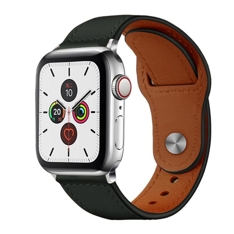 For Apple Watch 42 / 44 / 45 / 46 / 49mm xDfind Rivet Buckle Genuine Leather Watch Band(Green) - Watch Bands by xDfind | Online Shopping UK | buy2fix