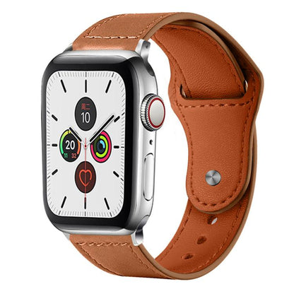 For Apple Watch 38 / 40 / 41 / S10 42mm xDfind Rivet Buckle Genuine Leather Watch Band(Light Brown) - Watch Bands by xDfind | Online Shopping UK | buy2fix