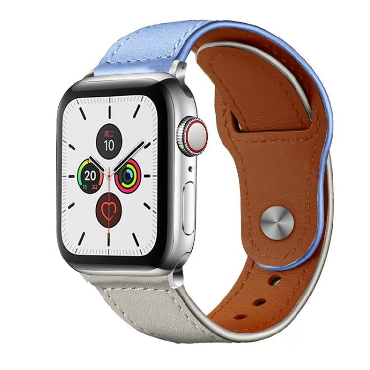 For Apple Watch 38 / 40 / 41 / S10 42mm xDfind Rivet Buckle Genuine Leather Watch Band(Lavender White) - Watch Bands by xDfind | Online Shopping UK | buy2fix