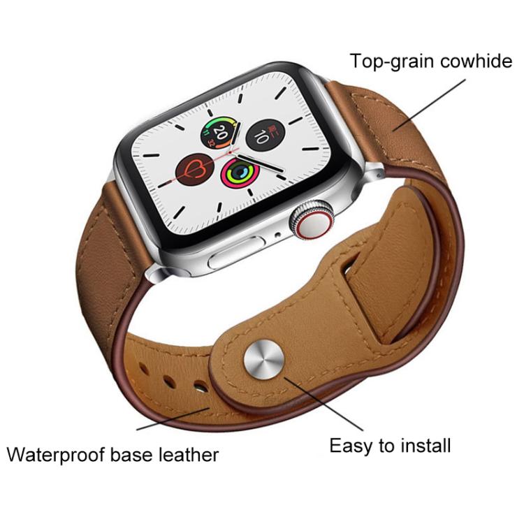 For Apple Watch 38 / 40 / 41 / S10 42mm xDfind Rivet Buckle Genuine Leather Watch Band(Brown) - Watch Bands by xDfind | Online Shopping UK | buy2fix