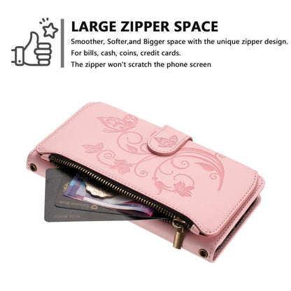 For Google Pixel 10 / 10 Pro / 9 Pro Butterfly Love Flower Multi-card Zipper Wallet Leather Phone Case(Pink) - Google Cases by buy2fix | Online Shopping UK | buy2fix