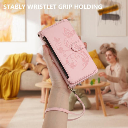 For Google Pixel 10 / 10 Pro / 9 Pro Butterfly Love Flower Multi-card Zipper Wallet Leather Phone Case(Pink) - Google Cases by buy2fix | Online Shopping UK | buy2fix
