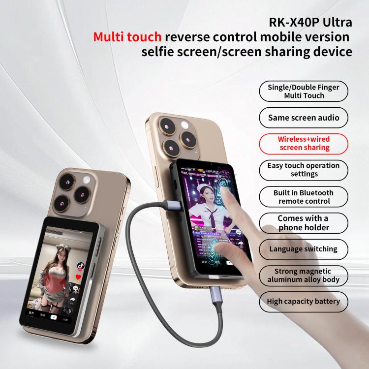 RK-X40P Mobile Phone MagSafe Magnetic Rear Selfie Projector with Stand(Grey) - Others Accessories by buy2fix | Online Shopping UK | buy2fix