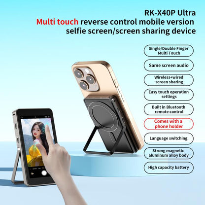 RK-X40P Mobile Phone MagSafe Magnetic Rear Selfie Projector with Stand(Grey) - Others Accessories by buy2fix | Online Shopping UK | buy2fix