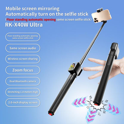 RK-X40W Integrated Floor Standing Screen Projector Selfie Stick(Black) - Selfie Sticks by buy2fix | Online Shopping UK | buy2fix