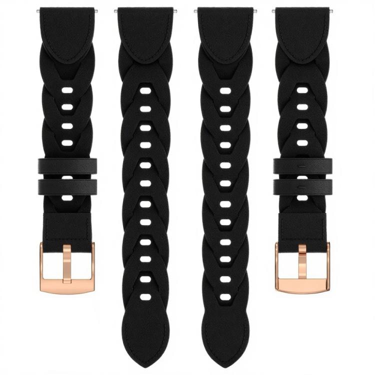 18mm Rose Gold Buckle Twist Leather Watch Band(Black) - 18mm Bands by buy2fix | Online Shopping UK | buy2fix