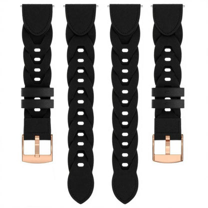 18mm Rose Gold Buckle Twist Leather Watch Band(Black) - 18mm Bands by buy2fix | Online Shopping UK | buy2fix