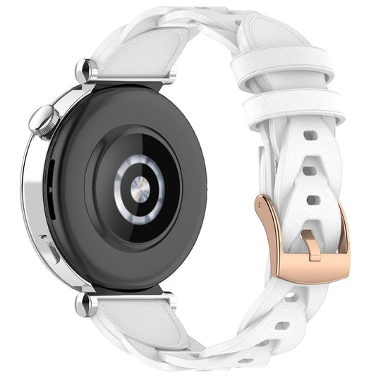 18mm Rose Gold Buckle Twist Leather Watch Band(White) - 18mm Bands by buy2fix | Online Shopping UK | buy2fix