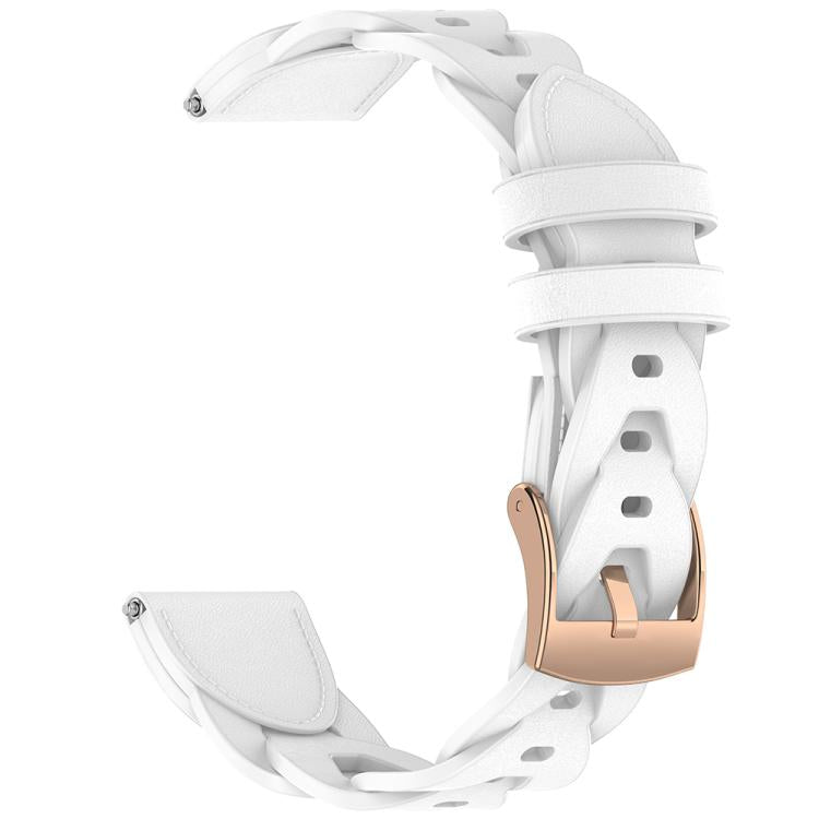 18mm Rose Gold Buckle Twist Leather Watch Band(White) - 18mm Bands by buy2fix | Online Shopping UK | buy2fix