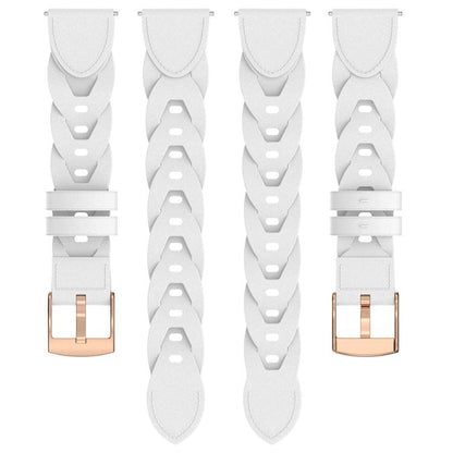 18mm Rose Gold Buckle Twist Leather Watch Band(White) - 18mm Bands by buy2fix | Online Shopping UK | buy2fix