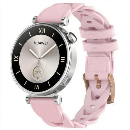 18mm Rose Gold Buckle Twist Leather Watch Band(Pink) - 18mm Bands by buy2fix | Online Shopping UK | buy2fix