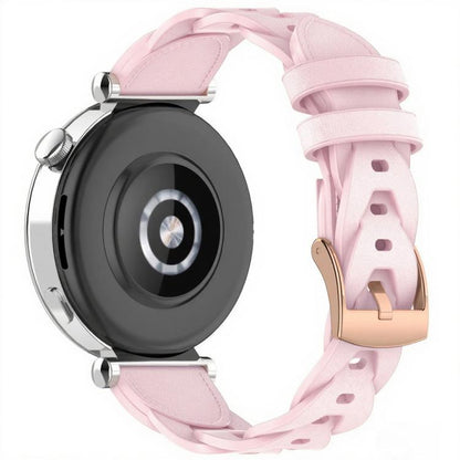 18mm Rose Gold Buckle Twist Leather Watch Band(Pink) - 18mm Bands by buy2fix | Online Shopping UK | buy2fix