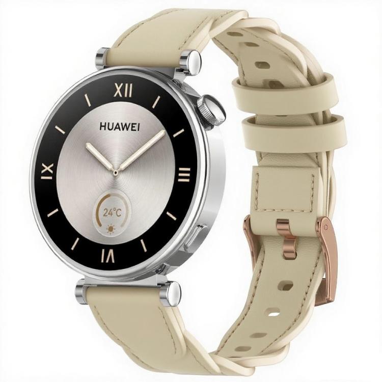 18mm Rose Gold Buckle Twist Leather Watch Band(Apricot) - 18mm Bands by buy2fix | Online Shopping UK | buy2fix