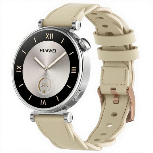 18mm Rose Gold Buckle Twist Leather Watch Band(Apricot) - 18mm Bands by buy2fix | Online Shopping UK | buy2fix