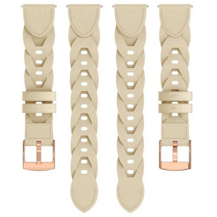 18mm Rose Gold Buckle Twist Leather Watch Band(Apricot) - 18mm Bands by buy2fix | Online Shopping UK | buy2fix