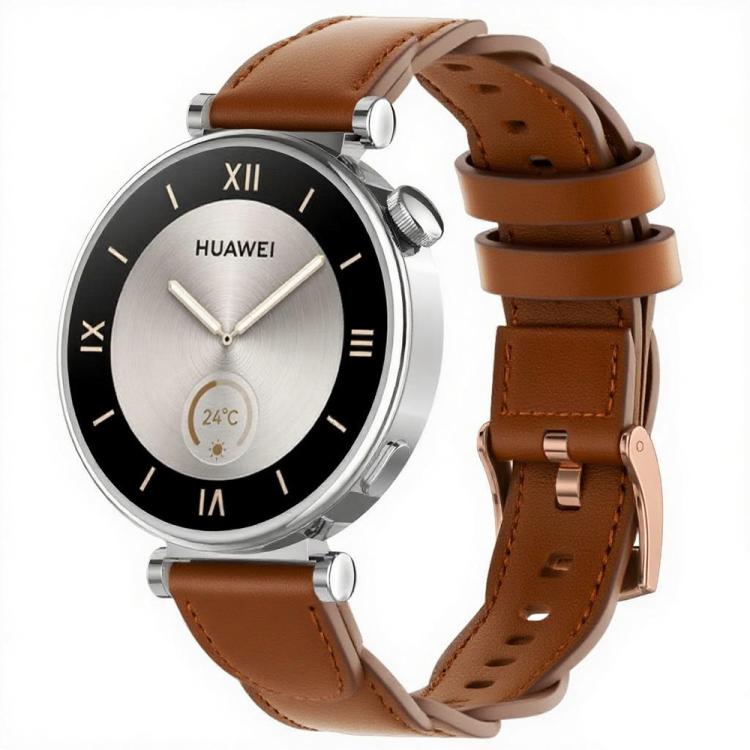 18mm Rose Gold Buckle Twist Leather Watch Band(Brown) - 18mm Bands by buy2fix | Online Shopping UK | buy2fix