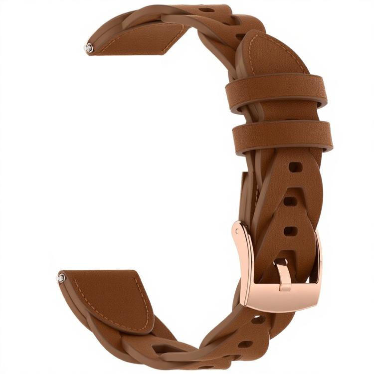 18mm Rose Gold Buckle Twist Leather Watch Band(Brown) - 18mm Bands by buy2fix | Online Shopping UK | buy2fix