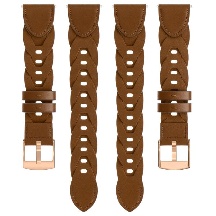 18mm Rose Gold Buckle Twist Leather Watch Band(Brown) - 18mm Bands by buy2fix | Online Shopping UK | buy2fix