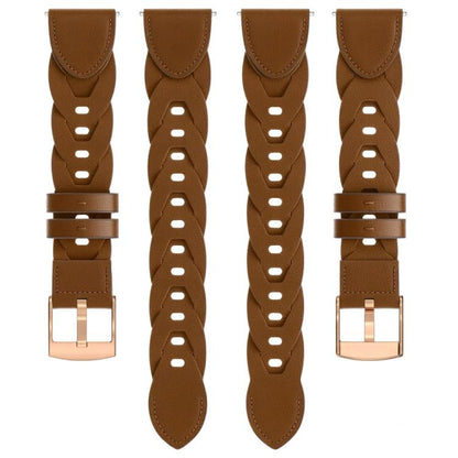 18mm Rose Gold Buckle Twist Leather Watch Band(Brown) - 18mm Bands by buy2fix | Online Shopping UK | buy2fix
