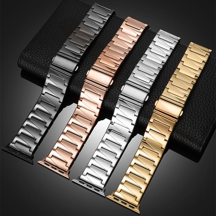 For Apple Watch 42 / 44 / 45 / 46 / 49mm xDfind Stepped Stainless Steel Watch Band(Gold) - Watch Bands by xDfind | Online Shopping UK | buy2fix