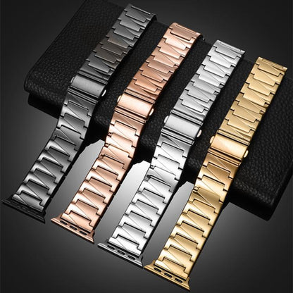 For Apple Watch 42 / 44 / 45 / 46 / 49mm xDfind Stepped Stainless Steel Watch Band(Gold) - Watch Bands by xDfind | Online Shopping UK | buy2fix