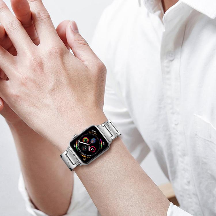 For Apple Watch 42 / 44 / 45 / 46 / 49mm xDfind Stepped Stainless Steel Watch Band(Black) - Watch Bands by xDfind | Online Shopping UK | buy2fix