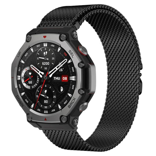 For Amazfit T-Rex 3 xDfind Milanese Parachute Buckle Stainless Steel Watch Band(Black)