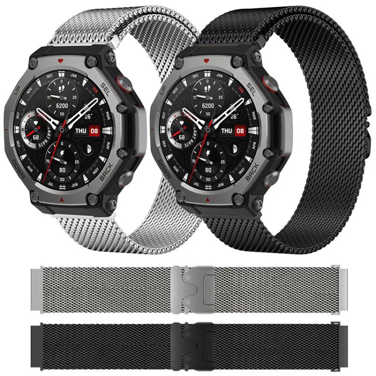 For Amazfit T-Rex 3 xDfind Milanese Parachute Buckle Stainless Steel Watch Band(Black) - Watch Bands by xDfind | Online Shopping UK | buy2fix