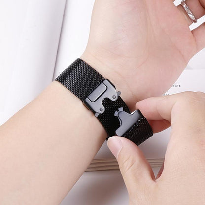 For Amazfit T-Rex 3 xDfind Milanese Parachute Buckle Stainless Steel Watch Band(Black) - Watch Bands by xDfind | Online Shopping UK | buy2fix