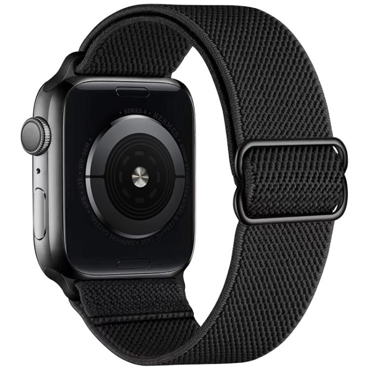 For Apple Watch 42 / 44 / 45 / 46 / 49mm xDfind Adjustable Slide Buckle Elastic Nylon Watch Band(Black) - Watch Bands by xDfind | Online Shopping UK | buy2fix