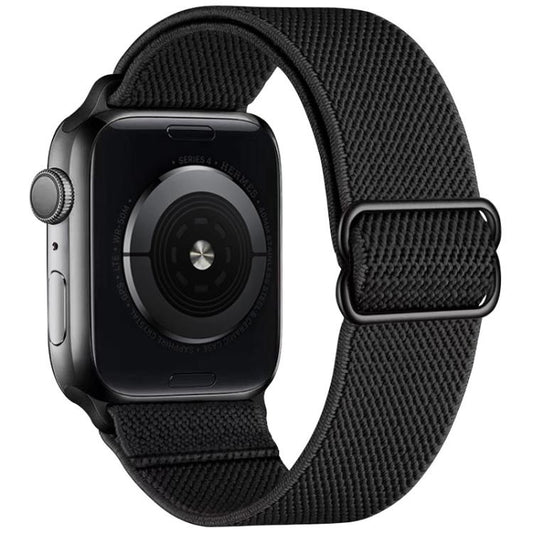 For Apple Watch 42 / 44 / 45 / 46 / 49mm xDfind Adjustable Slide Buckle Elastic Nylon Watch Band(Black) - Watch Bands by xDfind | Online Shopping UK | buy2fix