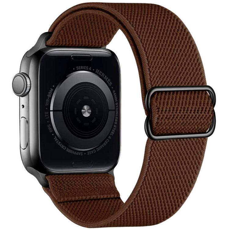 For Apple Watch 38 / 40 / 41 / S10 42mm xDfind Adjustable Slide Buckle Elastic Nylon Watch Band(Brown) - Watch Bands by xDfind | Online Shopping UK | buy2fix