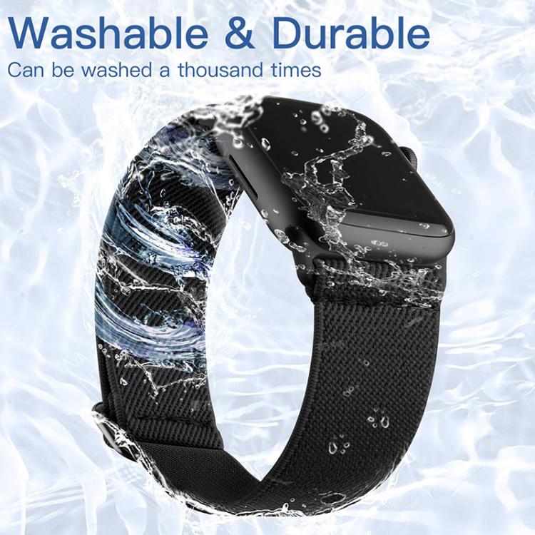 For Apple Watch 42 / 44 / 45 / 46 / 49mm xDfind Adjustable Slide Buckle Elastic Nylon Watch Band(Purple White Leopard) - Watch Bands by xDfind | Online Shopping UK | buy2fix